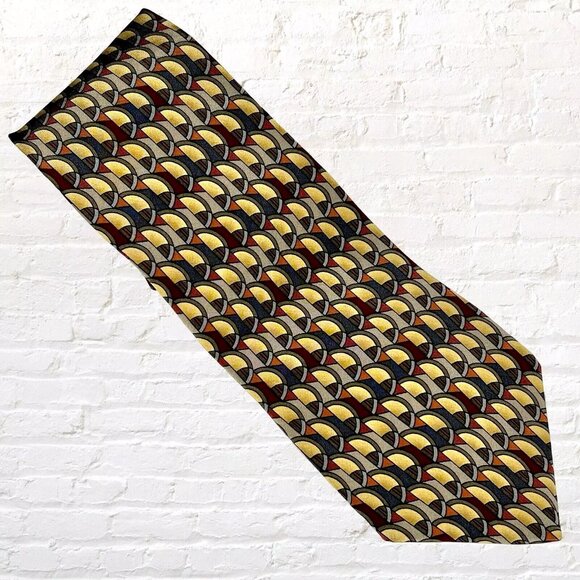 Jerry Garcia X-Long Necktie Multicolored Geometric Pattern 100% Silk Made in USA - Picture 1 of 6